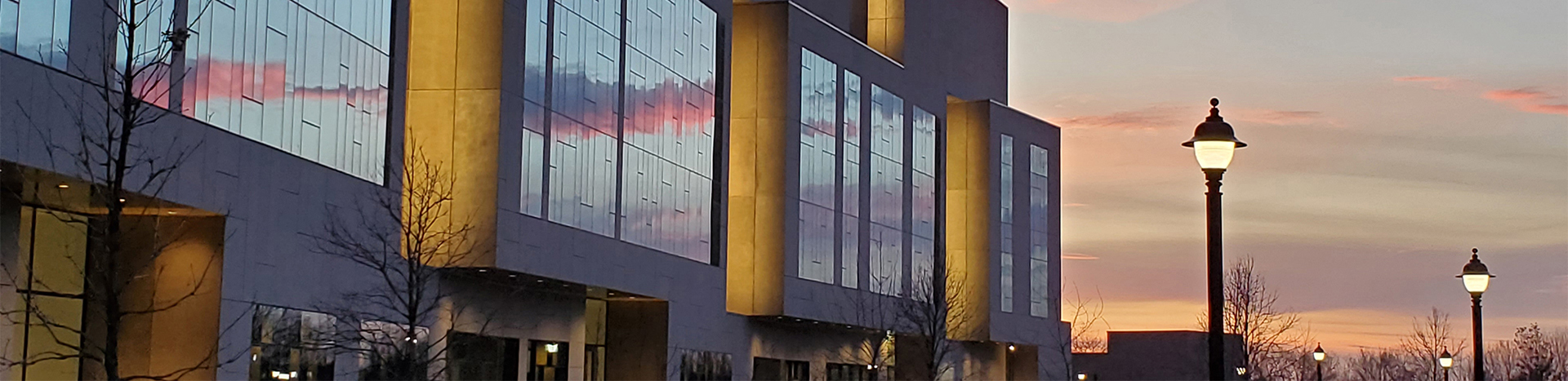 cropped Image of Science 1 Research Center at dusk